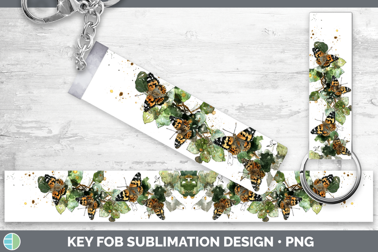 Painted Lady Butterflies Sketch Key Fob Sublimation Design