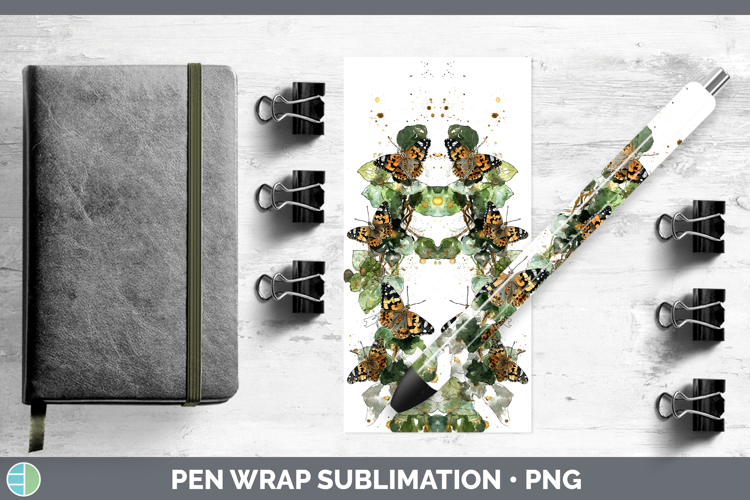Painted Lady Butterflies Sketch Pen Wrap Sublimation Design