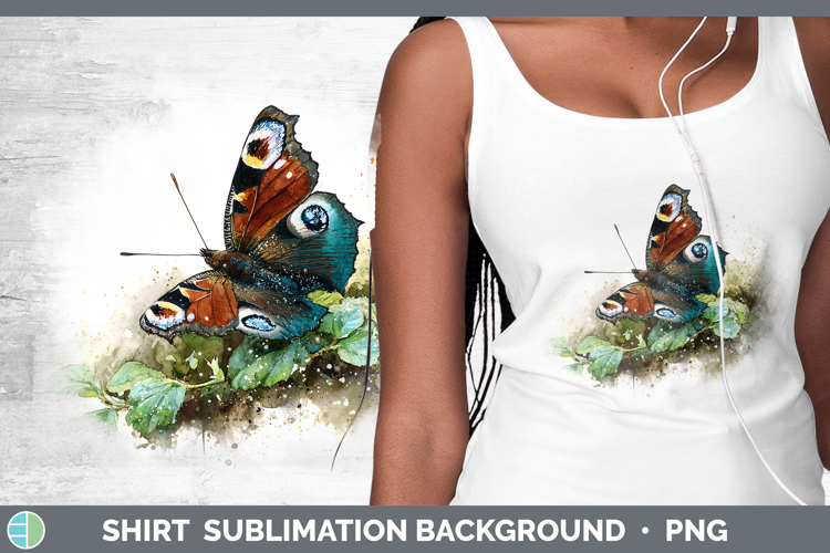 Peacock Butterflies Sketch Shirt Sublimation Design