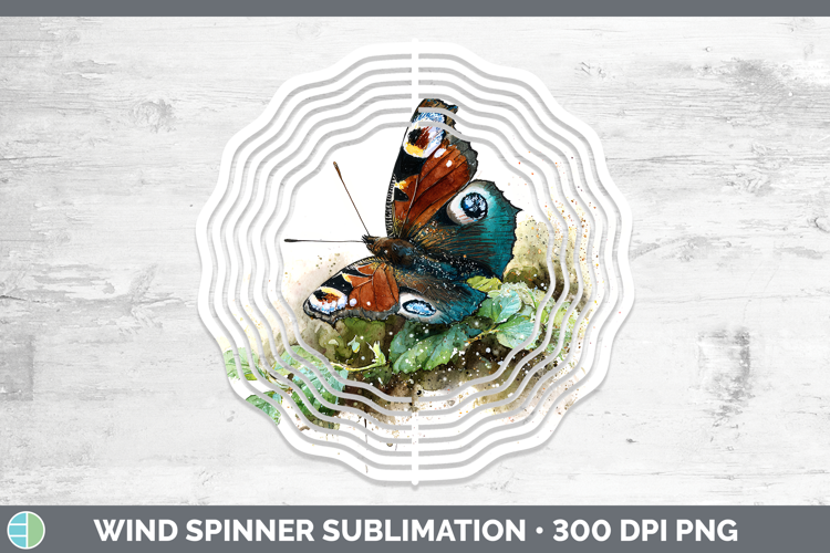 Peacock Butterflies Sketch Wind Spinner Sublimation Design