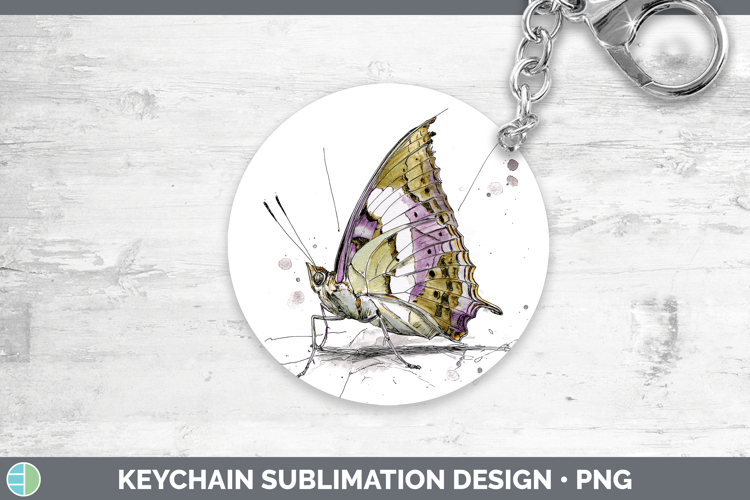 Pearl Charaxes Butterflies Sketch Keychain Sublimation Desig