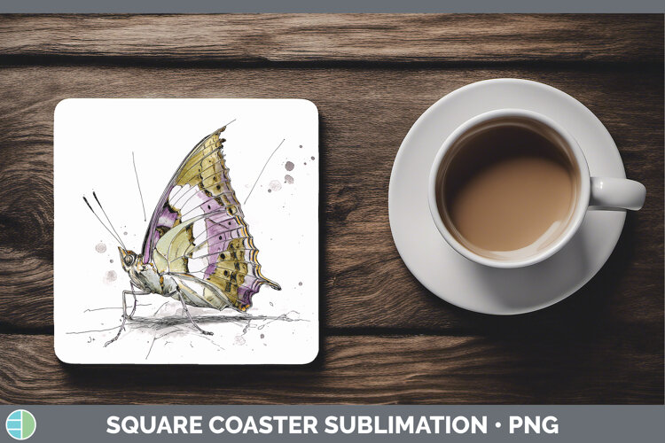 GorgeousButterflies Sketch Square Coaster design.