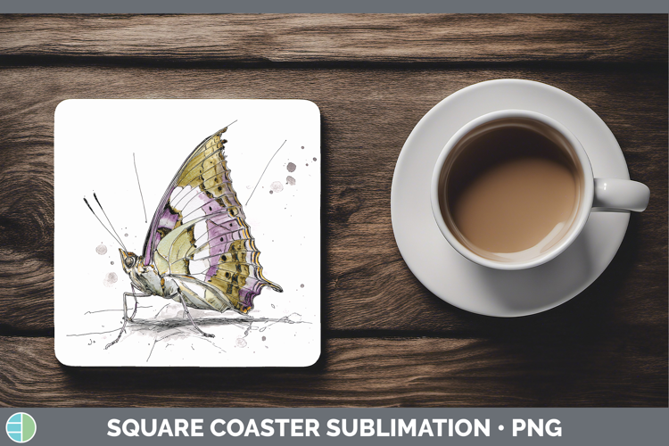 Pearl Charaxes Butterflies Sketch Square Coaster Sublimation