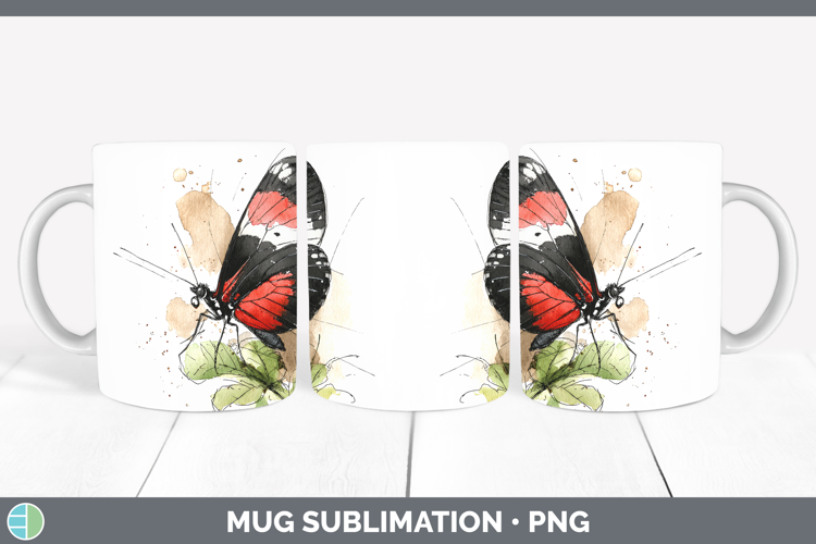 Postman Butterflies Sketch Mug Wrap Sublimation Design