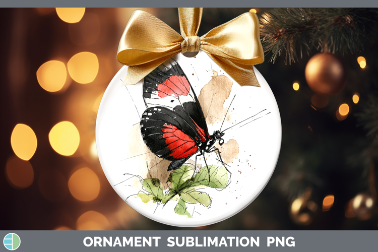 Postman Butterflies Sketch Ornament Sublimation Design