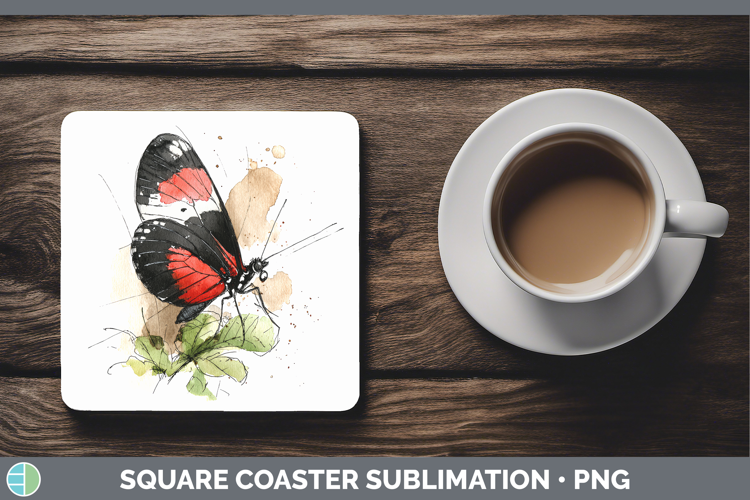 Postman Butterflies Sketch Square Coaster Sublimation Design
