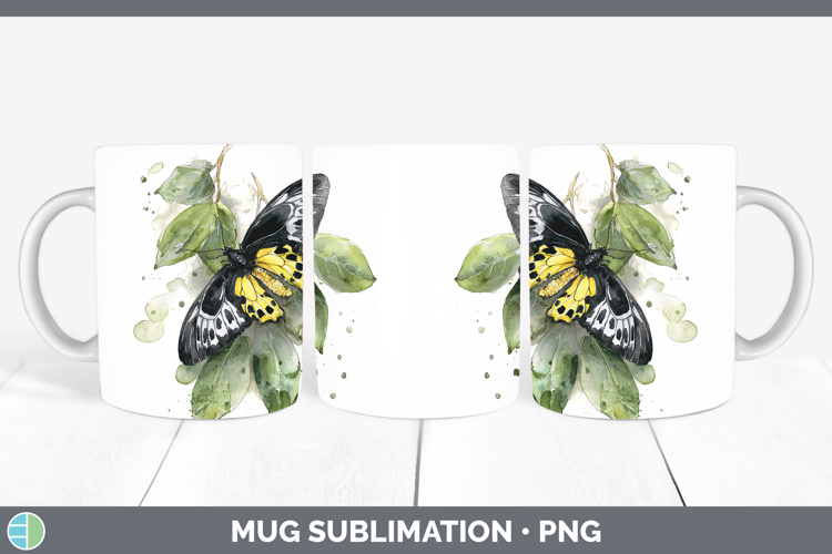 Rajah Brooke Birdwing Butterflies Sketch Mug Wrap Sublimatio