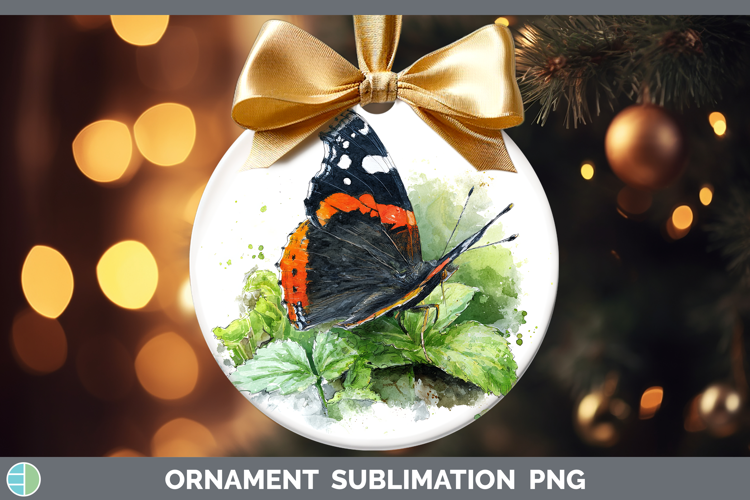 Red Admiral Butterflies Sketch Ornament Sublimation Design