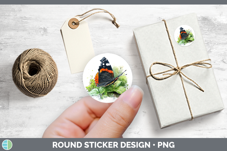 Red Admiral Butterflies Sketch Stickers Design