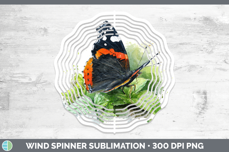 Red Admiral Butterflies Sketch Wind Spinner Sublimation Desi