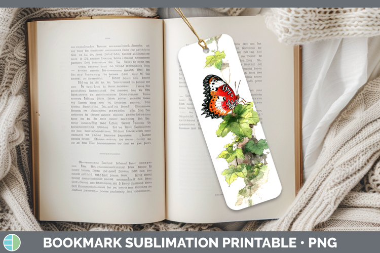 Red Lacewing Butterflies Sketch Bookmark Sublimation Design