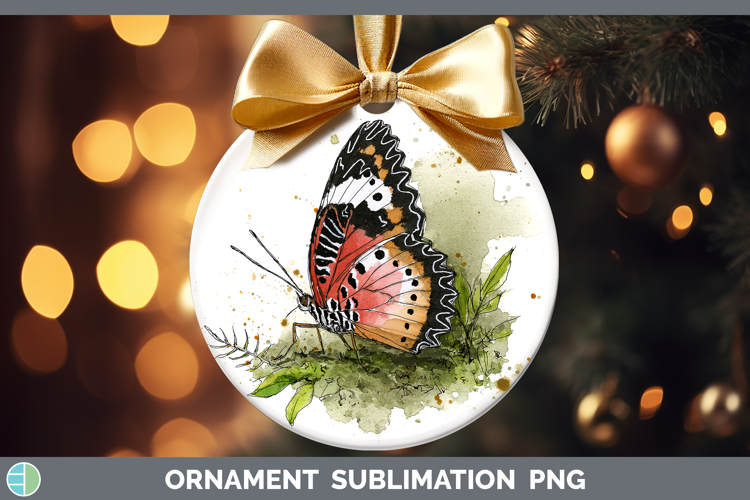 Red Lacewing Butterflies Sketch Ornament Sublimation Design