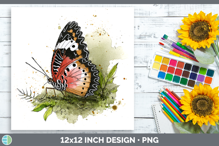 Red Lacewing Butterflies Sketch Paper Backgrounds Design