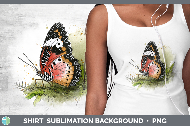 Red Lacewing Butterflies Sketch Shirt Sublimation Design