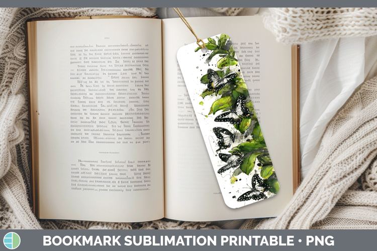 Tailed Emperor Butterflies Sketch Bookmark Sublimation Desig