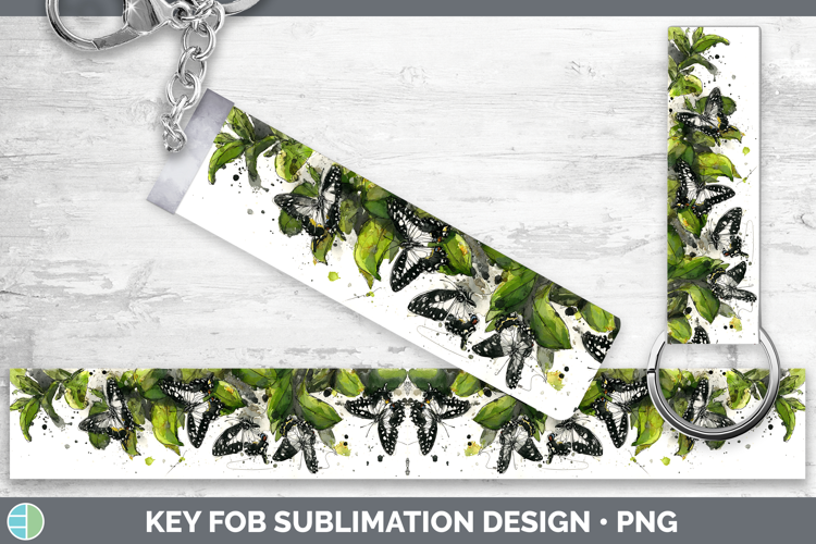Tailed Emperor Butterflies Sketch Key Fob Sublimation Design