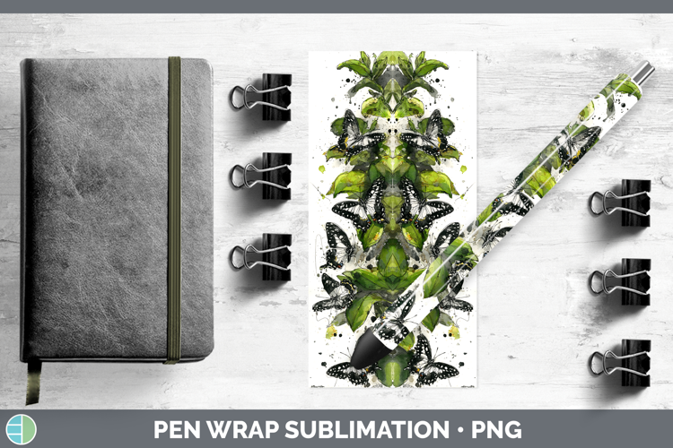 Tailed Emperor Butterflies Sketch Pen Wrap Sublimation Desig