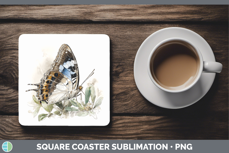 Tailed Emperor Butterflies Sketch Square Coaster Sublimation
