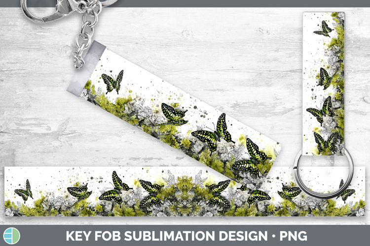 Tailed Jay Butterflies Sketch Key Fob Sublimation Design