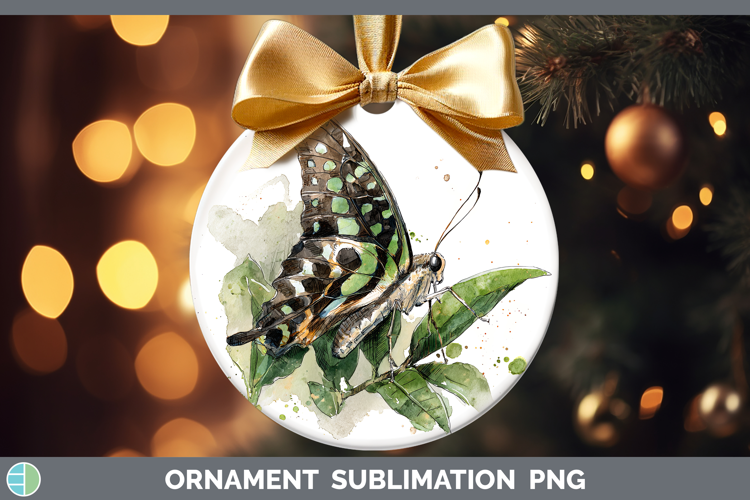 Tailed Jay Butterflies Sketch Ornament Sublimation Design