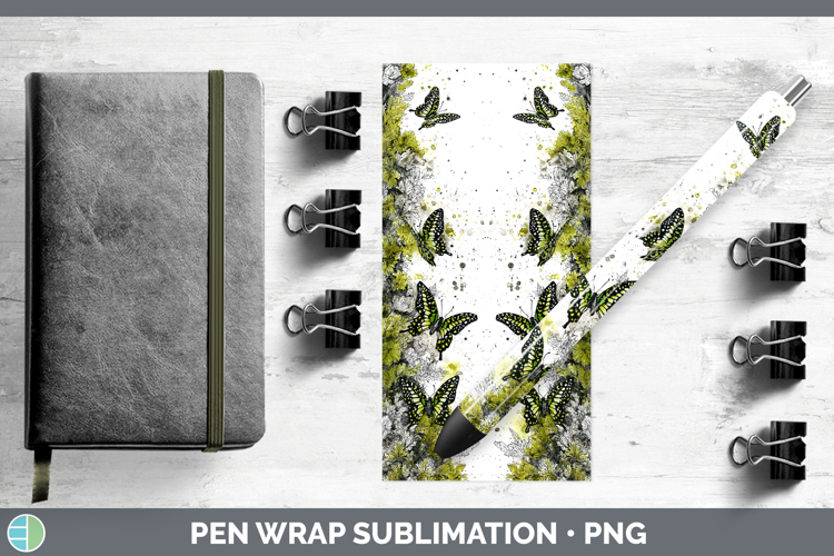 Tailed Jay Butterflies Sketch Pen Wrap Sublimation Design