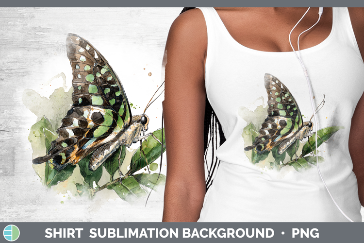 Tailed Jay Butterflies Sketch Shirt Sublimation Design