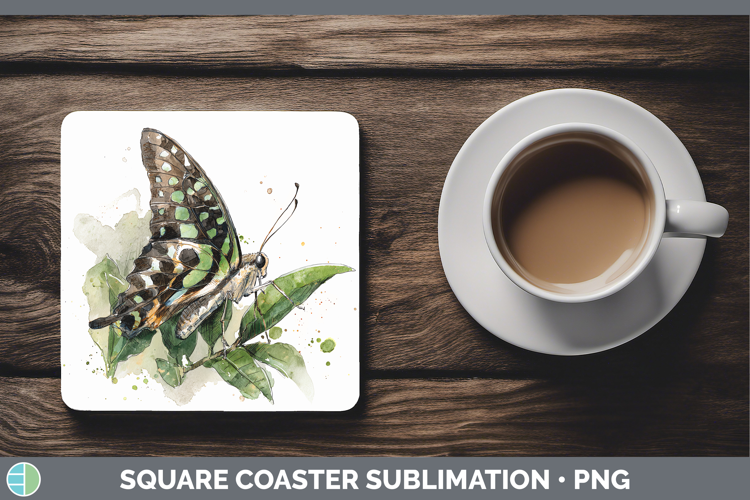 Tailed Jay Butterflies Sketch Square Coaster Sublimation Des