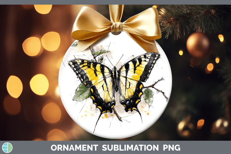 Tiger Swallowtail Butterflies Sketch Ornament Sublimation De