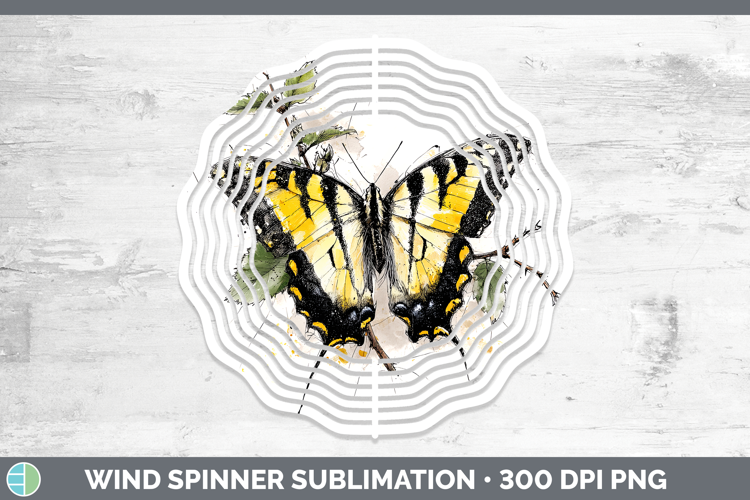 Tiger Swallowtail Butterflies Sketch Wind Spinner Sublimatio