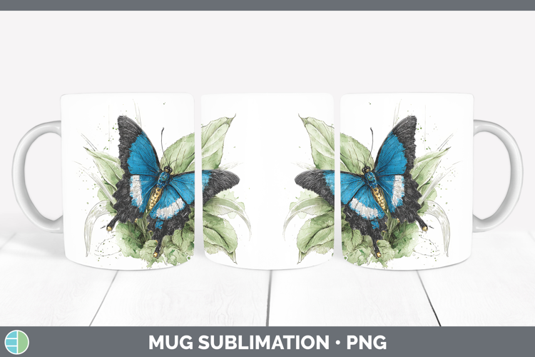 Ulysses Butterflies Sketch Mug Wrap Sublimation Design