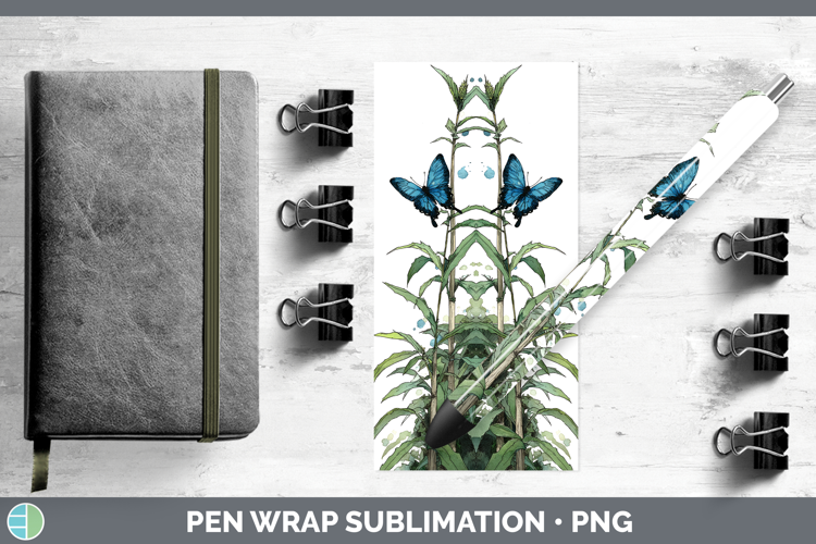 Ulysses Butterflies Sketch Pen Wrap Sublimation Design
