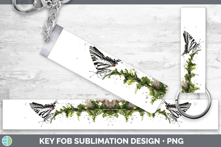 Zebra Swallowtail Butterflies Sketch Key Fob Sublimation Des