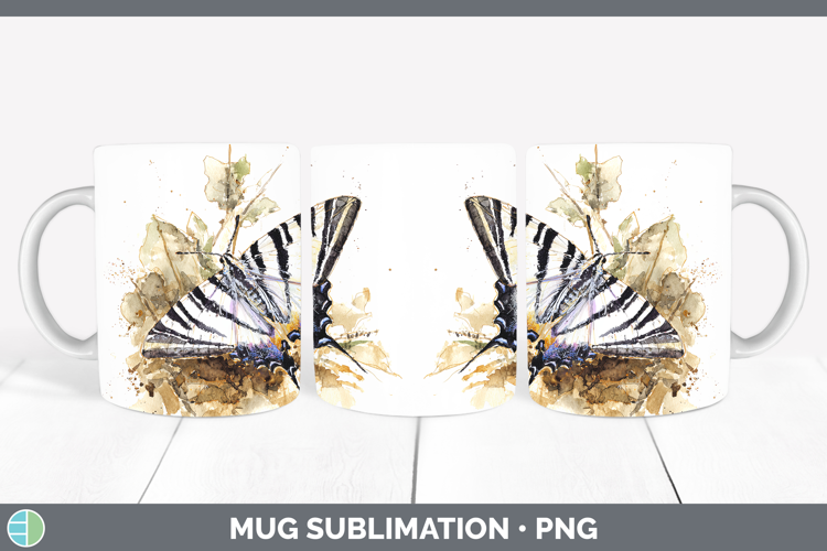 Zebra Swallowtail Butterflies Sketch Mug Wrap Sublimation De