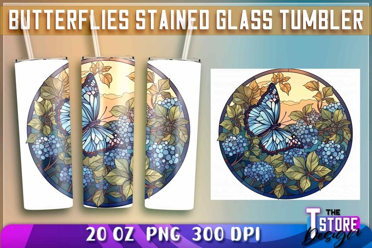 Butterflies Stained Glass Tumblers Wrap 20 oz. (2908255)