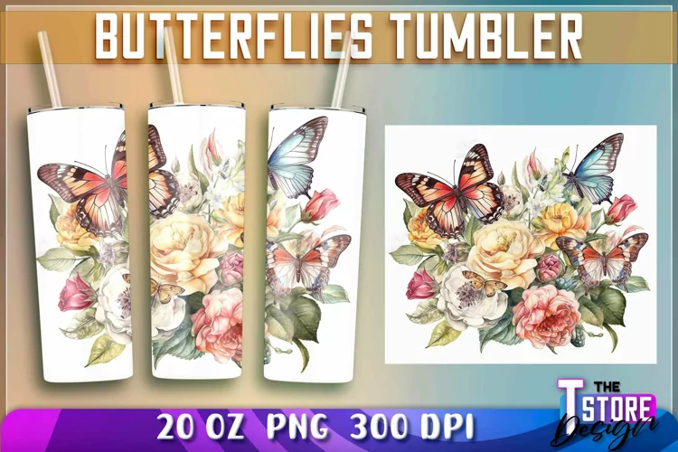 Butterflies Tumblers Wrap 20 oz | Butterflies PNG | PNG File