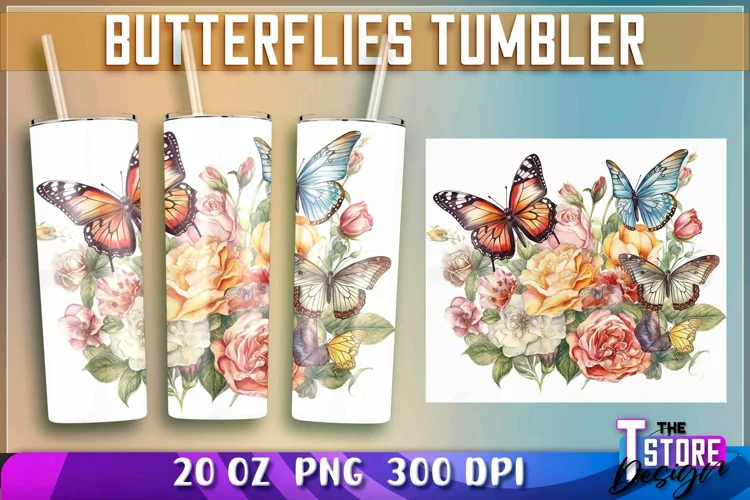 Butterflies Tumblers Wrap 20 oz | Butterflies PNG | PNG File