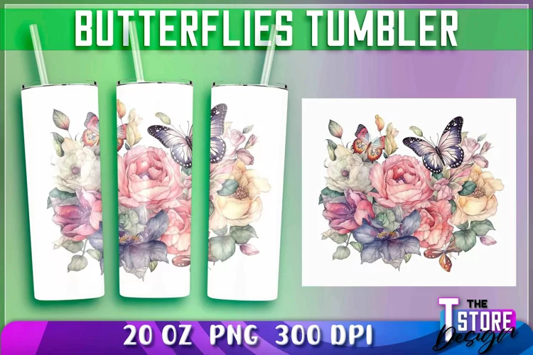 Butterflies Tumblers Wrap 20 oz | Butterflies PNG | PNG File