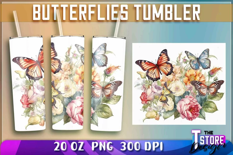 Butterflies Tumblers Wrap 20 oz | Butterflies PNG | PNG File