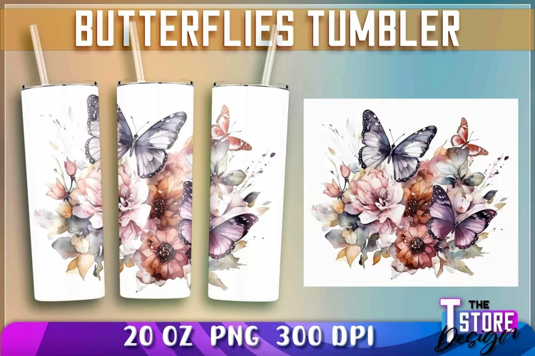 Butterflies Tumblers Wrap 20 oz | Butterflies PNG | PNG File