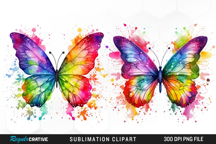 Watercolor Butterflies Illustration Clipart