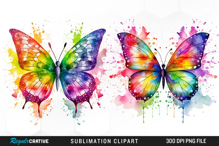 Watercolor Butterflies Illustration Clipart