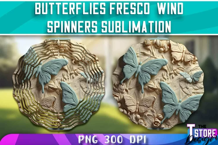 Butterflies Fresco Wind Spinners Sublimation | PNG Design