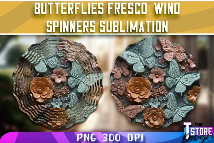 Butterflies Fresco Wind Spinners Sublimation | PNG Design