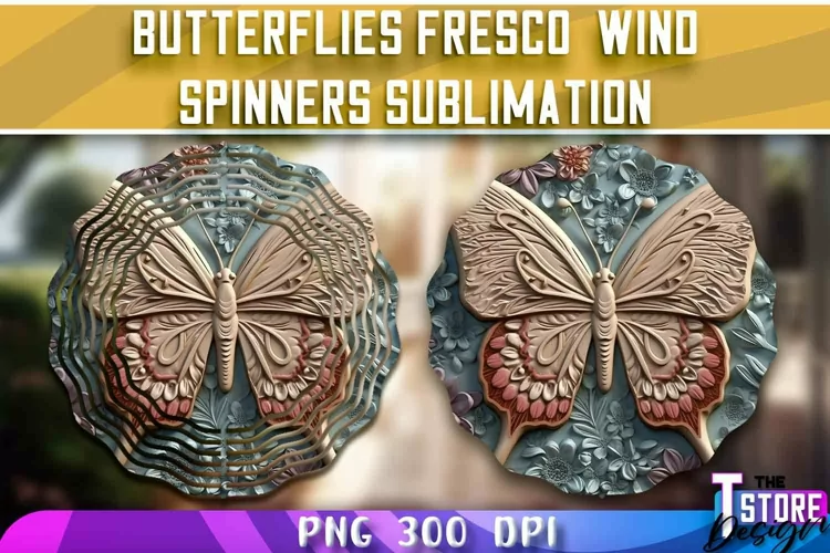 Butterflies Fresco Wind Spinners Sublimation | PNG Design