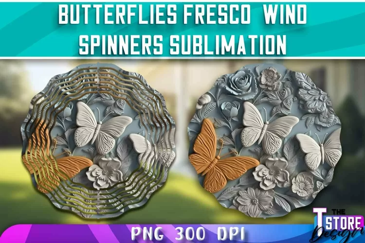 Butterflies Fresco Wind Spinners Sublimation | PNG Design