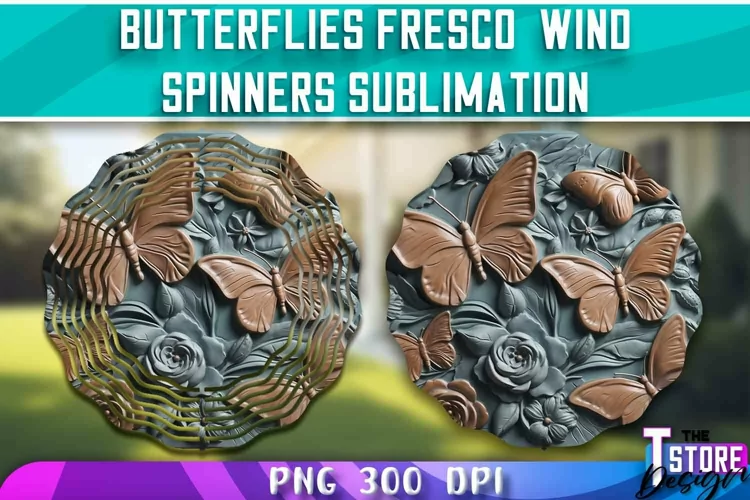 Butterflies Fresco Wind Spinners Sublimation | PNG Design