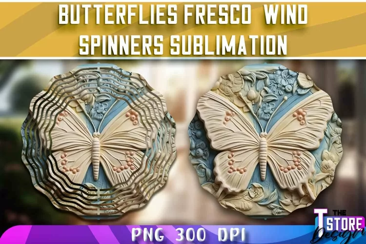 Butterflies Fresco Wind Spinners Sublimation | PNG Design