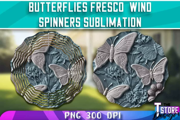Butterflies Fresco Wind Spinners Sublimation | PNG Design