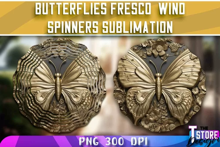 Butterflies Fresco Wind Spinners Sublimation | PNG Design