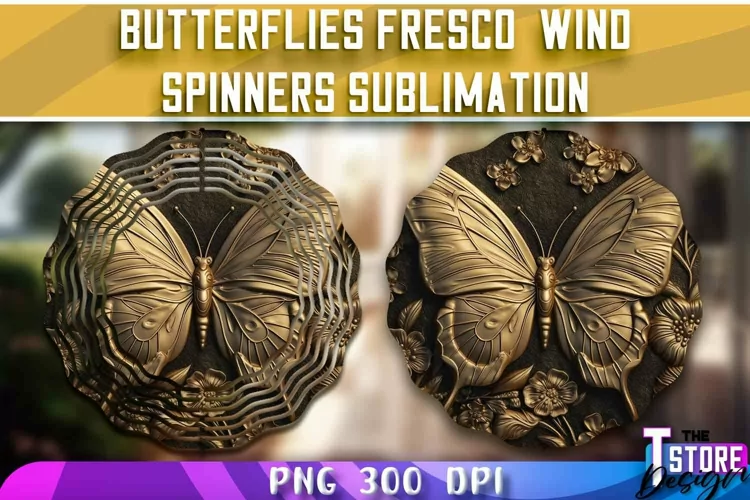 Butterflies Fresco Wind Spinners Sublimation | PNG Design